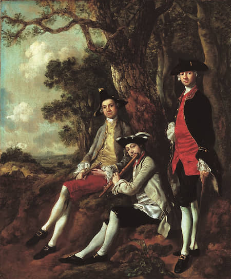«Портрет Питера Дарнелла Милмена, Чарльза Крокатта и Уильяма Кибла на фоне пейзажа». Около 1750 года