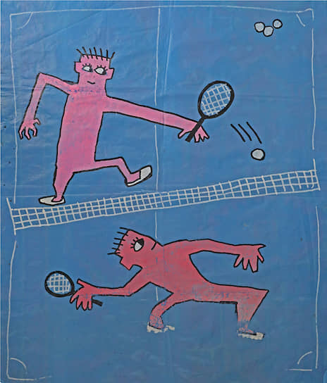 «Теннис».1988 год. Клеенка, смешанная техника