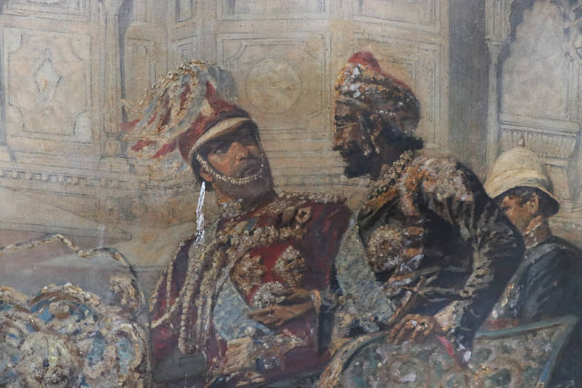 Принц Уэльский и махараджа Джайпура. Деталь картины
