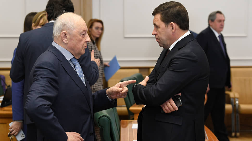 Эдуард Россель (слева) в Совете федерации 10 лет представлял губернатора Свердловской области Евгения Куйвашева (справа) 
