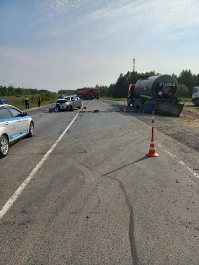 ДТП с нефтевозом на трассе Тюмень-Ханты-Мансийск 