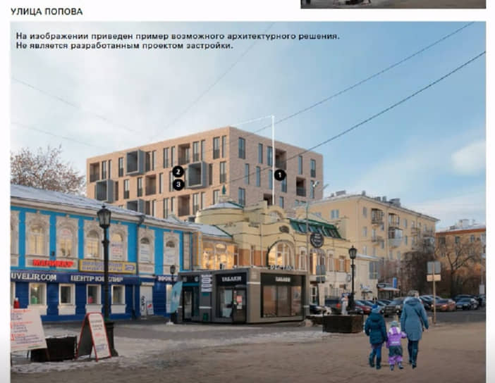 Предложение по размещению новых объектов в зоне советской исторической застройки. Пример с улицей Попова. 