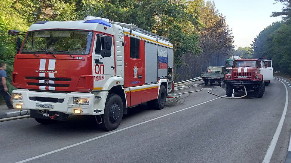 Тушение возгорания в лесной зоне в Крыму