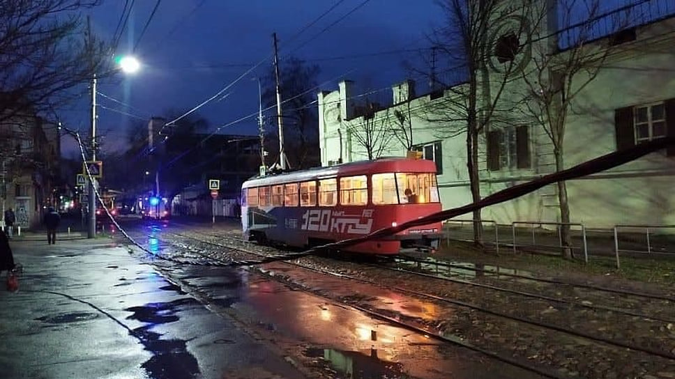 Из-за упавших деревьев трамваи встали на самых оживленных участках города
