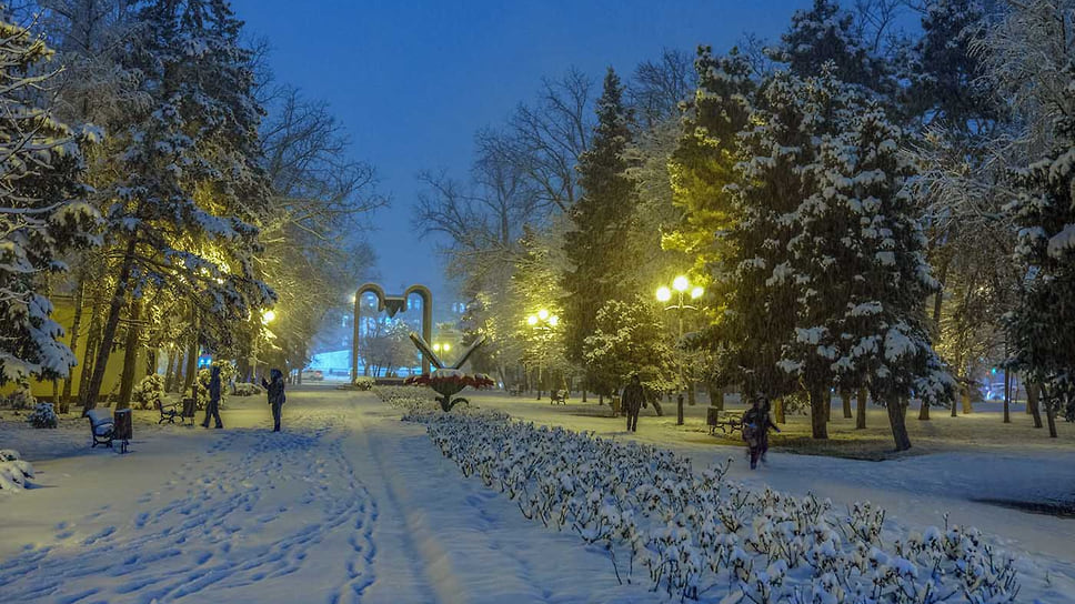 На центральной аллее парка
