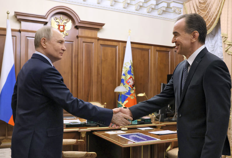 Президент Владимир Путин 24 марта принял в Кремле главу Краснодарского края Вениамина Кондратьева и поддержал его выдвижение на третий срок
