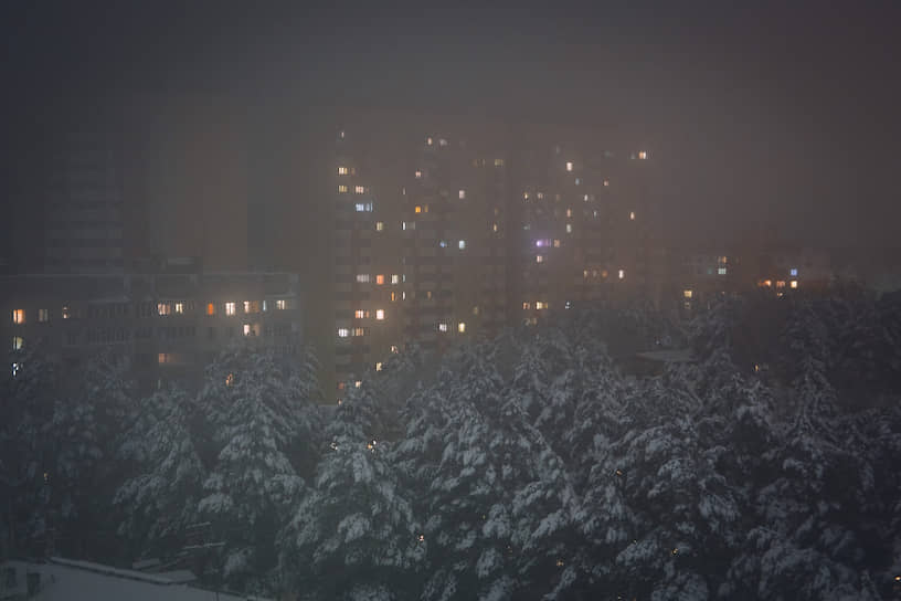 Снежная метель в новосибирском Академгородке