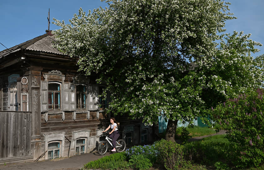 Вид горда Тары в мае, Омская область