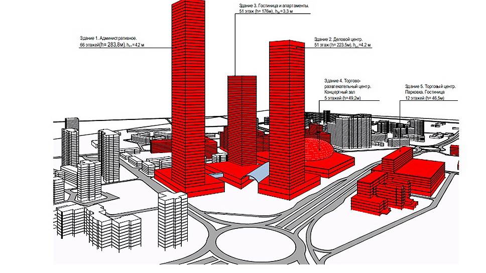 В небоскребах будут офисы частных компаний и чиновников