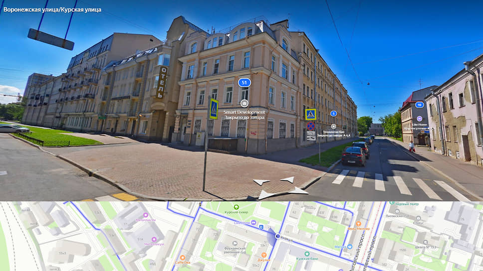 Скриншот с ресурса Яндекс-карты. Офисное здание с земельным участком 145 кв. метров, расположенное на Воронежской улице, 51