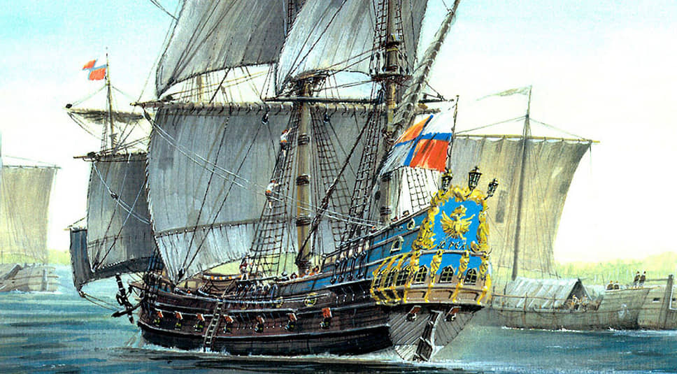 Впервые бело-сине-красный флаг был поднят на корабле «Орел» во время царствования Алексея Михайловича в 1668 году
