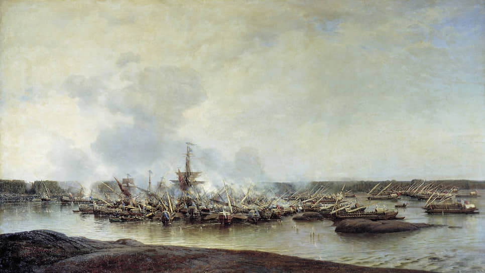 «Сражение при Гангуте 27 июля 1714 года». Художник Алексей Боголюбов (1824–1896) 