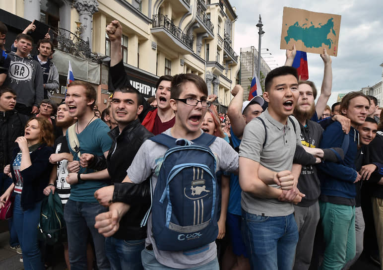 12 июня 2017 года. Москва. Митинг против коррупции на Тверской улице