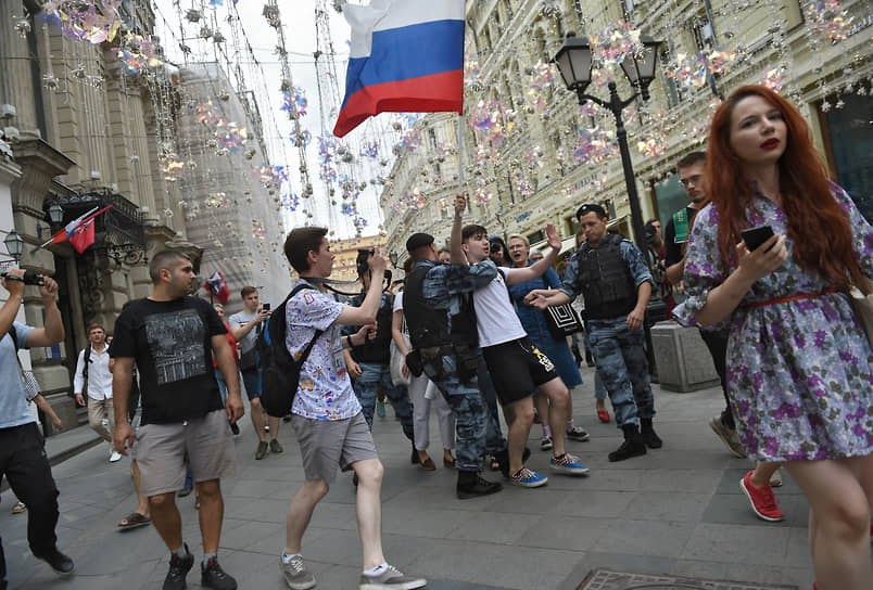 12 июня 2019 года. Москва. Несогласованный митинг в поддержку журналиста Ивана Голунова, против которого возбудили инспирированное уголовное дело о сбыте наркотиков