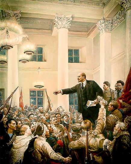 Товарищ Ленин обращается к делегатам II Всероссийского съезда Советов, провозглашая советскую власть