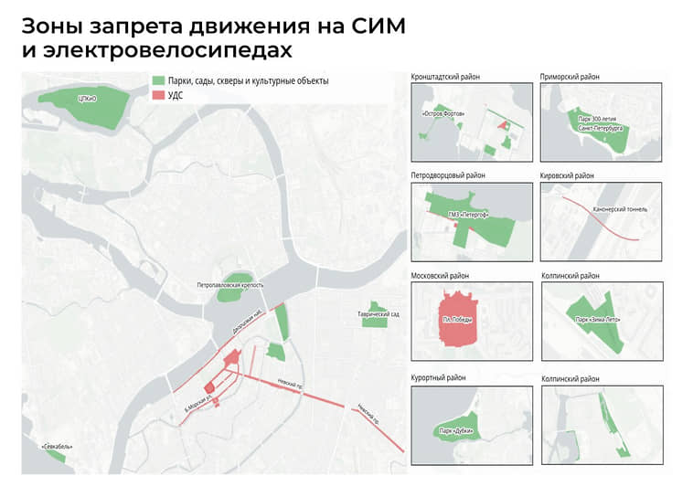 Зоны запрета движения на средствах индивидуальной мобильности (СИМ) и электровелосипедах
