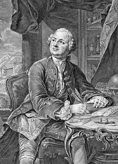 Михаил Ломоносов. Прижизненное изображение. Гравюра. Э. Фессар и К. А. Вортман. 1757 год 