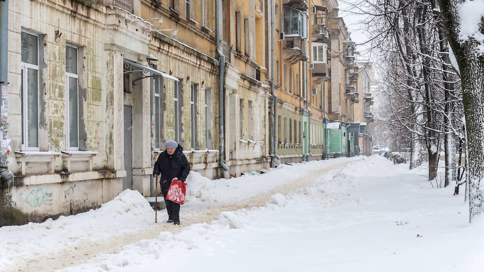 Декабрь 2018 года. Исторический квартал в центре Воронежа после сильного снегопада