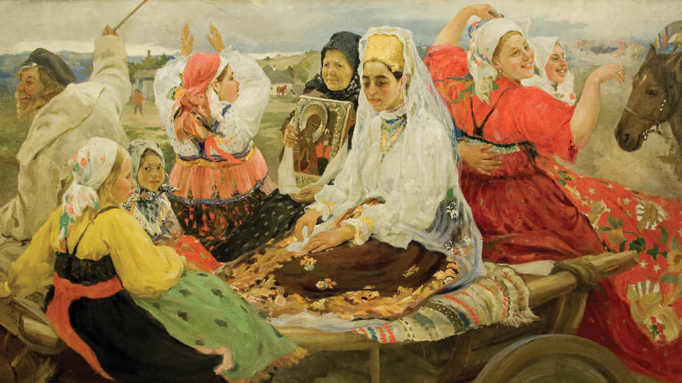 «Свадебный поезд» (1912 год) — простая и одновременно торжественная сцена из крестьянской жизни
