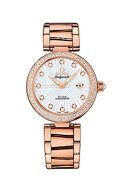 Omega Ladymatic: женские золотые часы с гильоше и бриллиантами