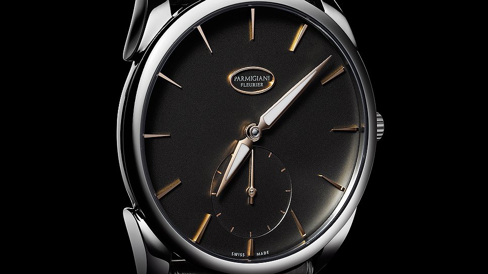 Выбор Ольги Свибловой: Parmigiani Tonda 1950. Часы с корпусом из титана, с графитовым циферблатом, на черном ремешке Hermes из крокодиловой кожи; внутри установлен мануфактурный механизм PF331, обеспечивающий функции часов, минут, маленькой секундной стрелки и даты