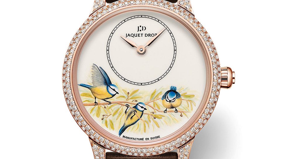 Jaquet Droz, Petite Heure Minute 35 mm Blue Birds 