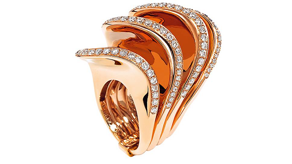 Кольцо Onde, розовое золото, бриллианты 
