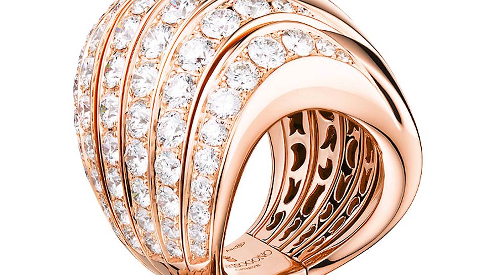 Кольцо Zebra, розовое золото, бриллианты 

