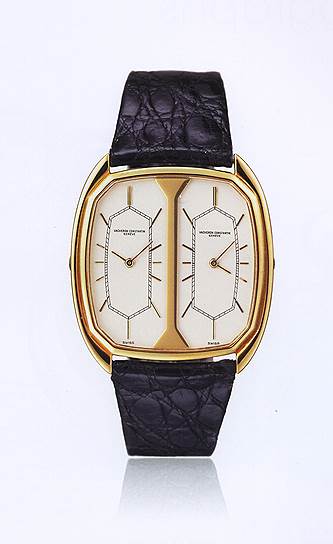 Формальные золотые мужские часы для коктейля с функцией &amp;quot;двойного&amp;quot; времени, 1982 
