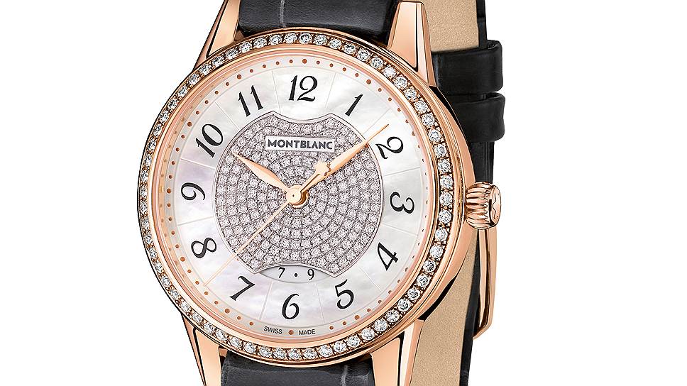 Montblanc, часы Boheme Date Automatic, розовое золото, бриллианты 
