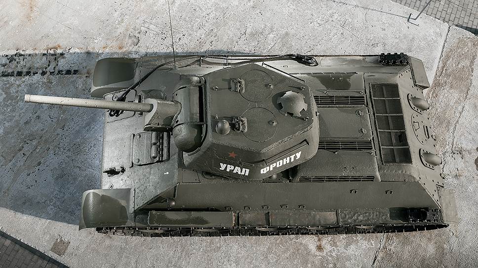 Средний танк Т-34/76 образца 1942 года (производства Уральского танкового завода N183). Большое число танков Т-34-76 было выпущено на уральских предприятиях: Челябинском тракторном заводе, Уральском заводе тяжелого машиностроения (г. Свердловск) и Уральском танковом заводе N183. Только за 1942 год здесь было произведено 12 520 &quot;тридцатьчетверок&quot;. Интересная конструктивная особенность &quot;уральских&quot; Т-34 — башня в виде шестигранника, она имела увеличенный внутренний объем при неизменном диаметра погона. &quot;Тридцатьчетверка&quot; из коллекции музея воссоздана на основе частей боевой машины N0211175, найденной на территории Белгородской области. Предположительно танк входил в состав 5-й гвардейской танковой армии и применялся в ходе сражения на Курской дуге