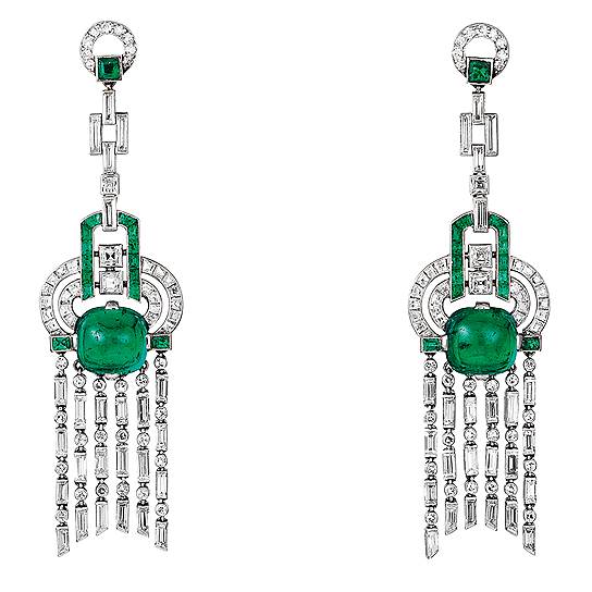 Van Cleef &amp; Arpels, серьги: платина, изумруды, бриллианты. Париж, 1923
