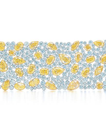Tiffany &amp; Co., браслет, платина, золото, желтые и бесцветные бриллианты 