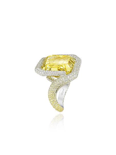 Chopard, кольцо Red Carpet, белое золото, желтые и бесцветные бриллианты 