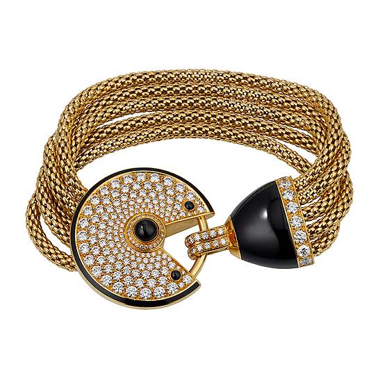 Cartier, браслет Amulette de Cartier, желтое золото, бриллианты, оникс 