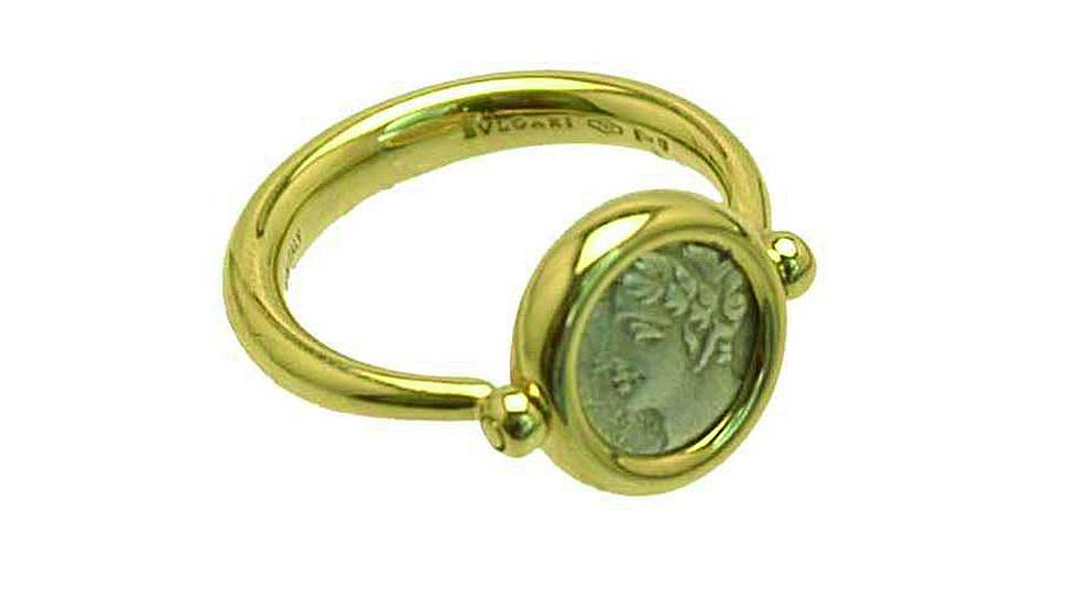 Кольцо Monete, желтое золото, античная бронзовая монета 