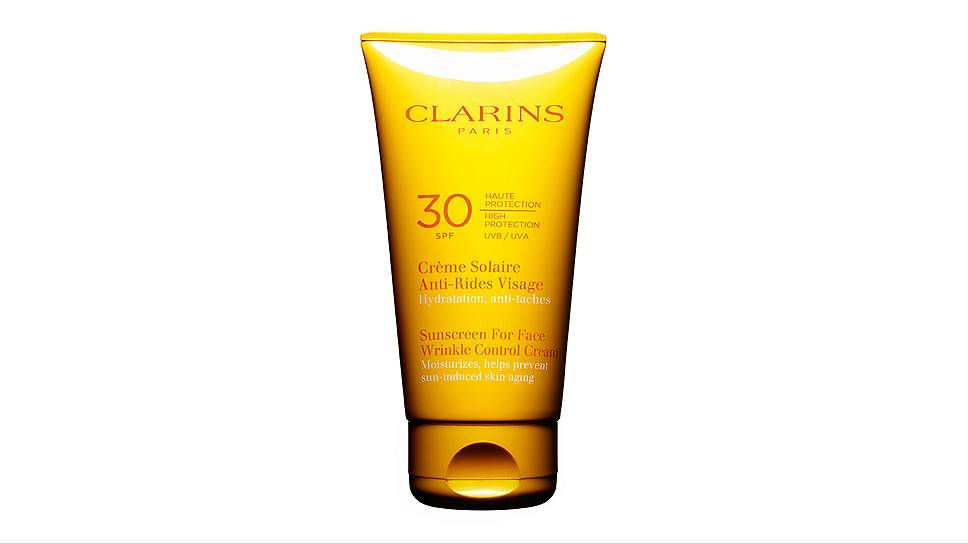 Солнцезащитный увлажняющий крем Creme Solaire Anti-Rides Visage SPF 30, Clarins, с растительным комплексом Phyto-Sunactyl 2, обеспечивающим защиту кожи на клеточном уровне
