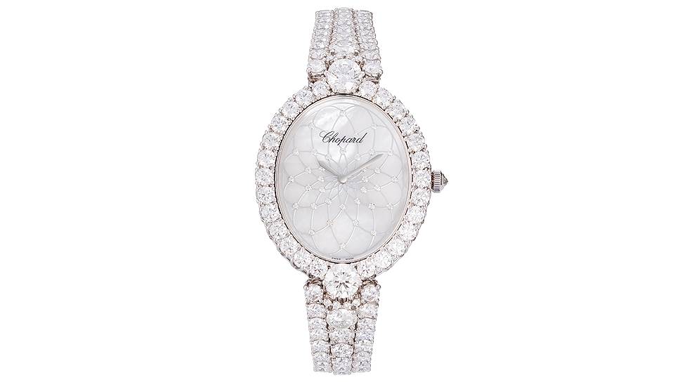 Chopard, часы L&#39;Heure du Diamant, кварцевый механизм, розовое золото, перламутр, бриллианты 
