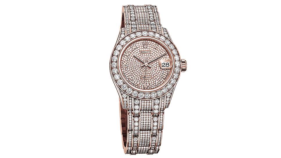 Rolex, часы Oyster Perpetual Pearlmaster, механизм с автоматическим заводом, розовое золото, бриллианты 
