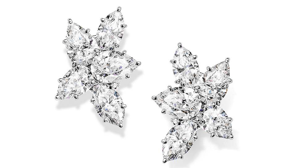 Серьги Winston Cluster, платина, бриллианты