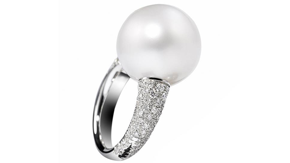 Кольцо Classic Elegance, белое золото, жемчуг, бриллианты, Mikimoto 
