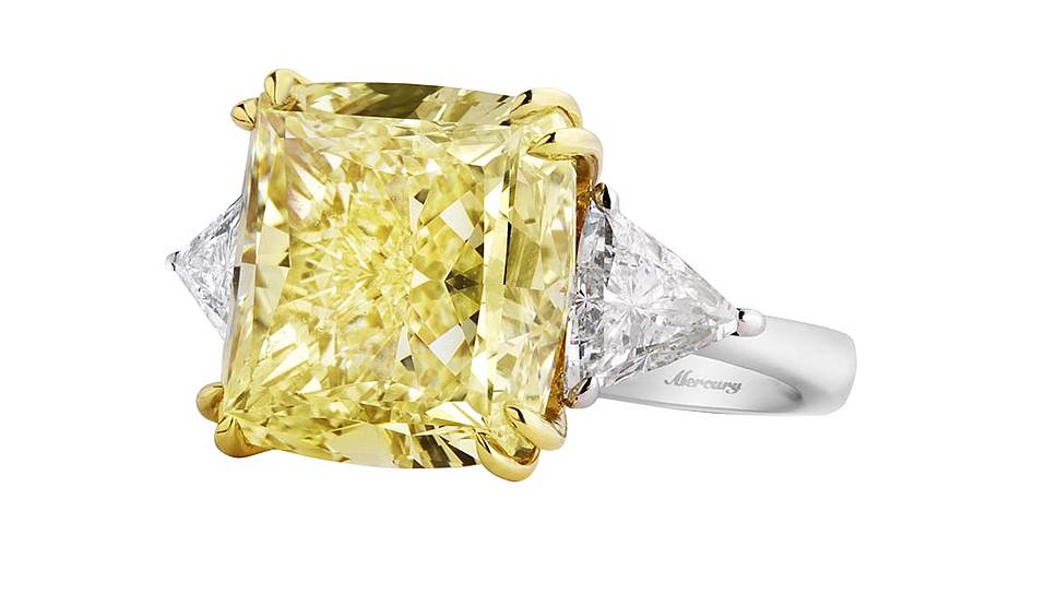 Кольцо Color, белое золото, желтые и белые бриллианты