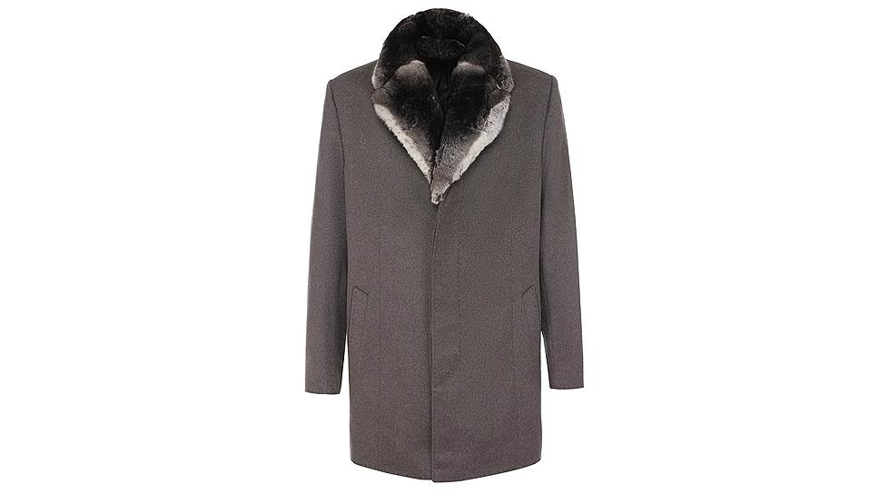 ZILLI Однобортное кашемировое пальто с меховым воротником