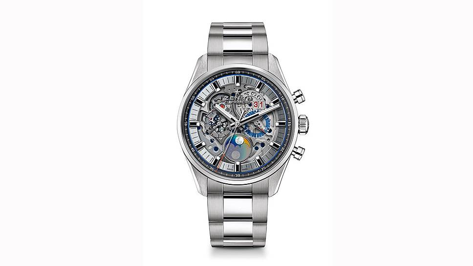 Chronomaster Lady Blue и Chronomaster Grande Date Full Open, сталь, перламутр, бриллианты, 38 мм и 45 мм, механизм с автоматическим подзаводом, 745 200 руб. и 765 900 руб., Zenith