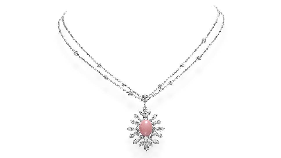 Mikimoto, колье Conch, белое золото, бриллианты, жемчужина конк