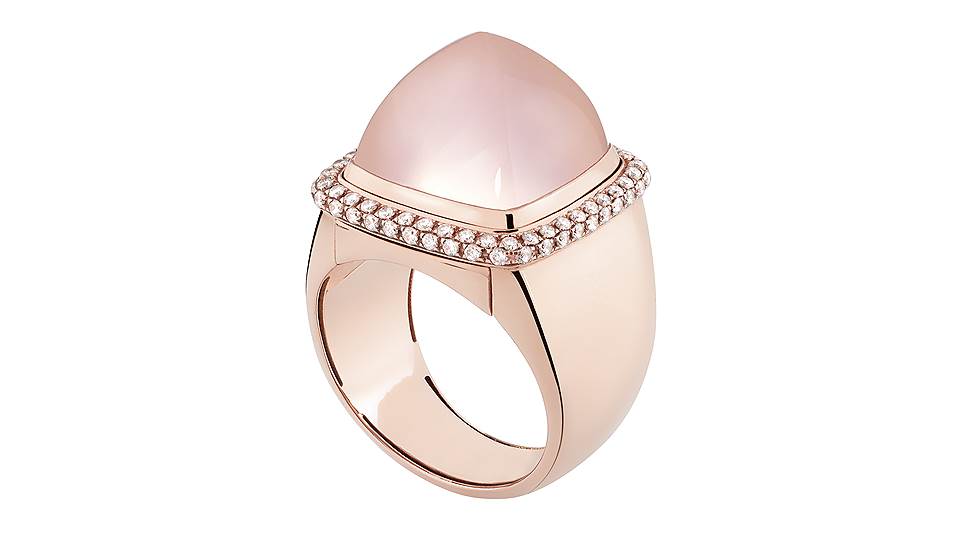Fred Paris, кольцо Painde Sucre, розовое золото, розовый кварц, бриллианты