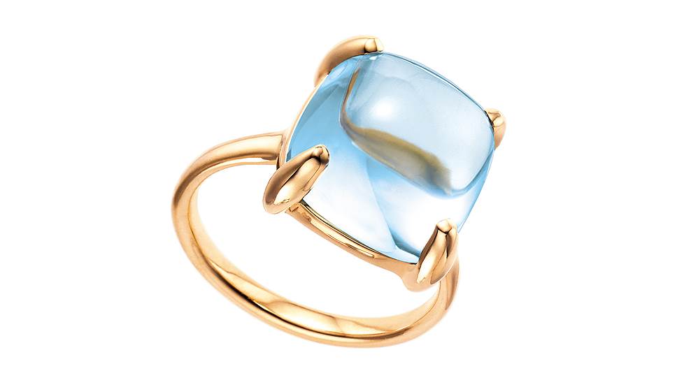 Tiffany & Co., кольцо Paloma Sugar Stacks, желтое золото, голубой топаз