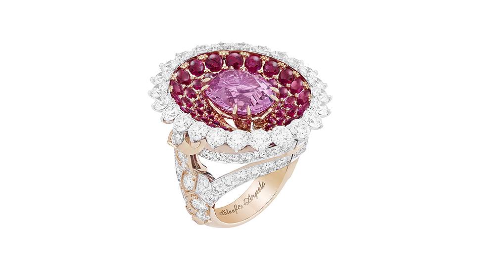 Кольцо Calice de Spinelle, розовое золото, розовая шпинель (6,25 карата), рубины, бриллианты 
