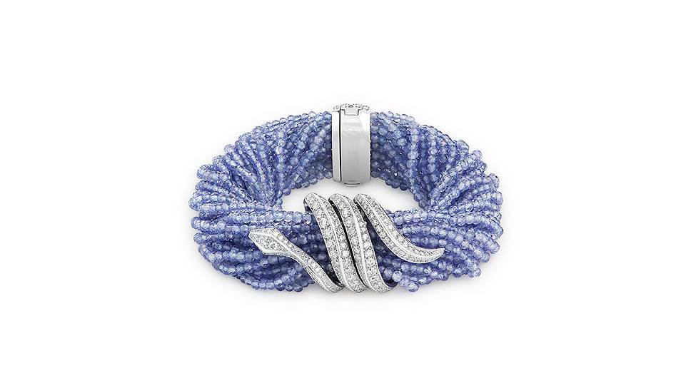 Boucheron, браслет Serpent, белое золото, танзаниты, изумруды