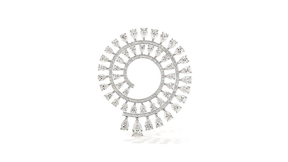 Messika, брошь Diamond Whirl, белое золото, бриллианты  